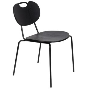 White Label Černá dubová jídelní židle WLL ASPEN  - Výška78 cm- Šířka 47 cm