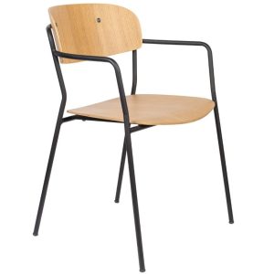 White Label Dřevěná jídelní židle WLL Jolien s područkami  - Výška77 cm- Šířka 48 cm
