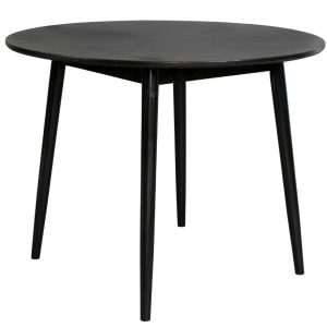 White Label Černý dubový jídelní stůl WLL FABIO 100 cm  - Výška75 cm- Průměr 100 cm
