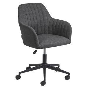 Tmavě šedá látková konferenční židle Kave Home Madina na kolečkách  - Výška81/88 cm- Šířka 64 cm
