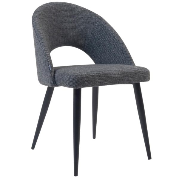 Tmavě šedá látková jídelní židle Kave Home Mael  - Výška82 cm- Šířka 46 cm