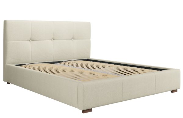 Béžová látková postel MICADONI SAGE 160 x 200 cm  - Šířka178 cm- Hloubka 223 cm