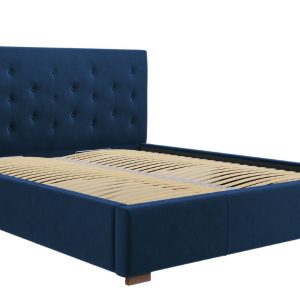 Královsky modrá sametová postel MICADONI SERI 180 x 200 cm  - Šířka198 cm- Hloubka 223 cm