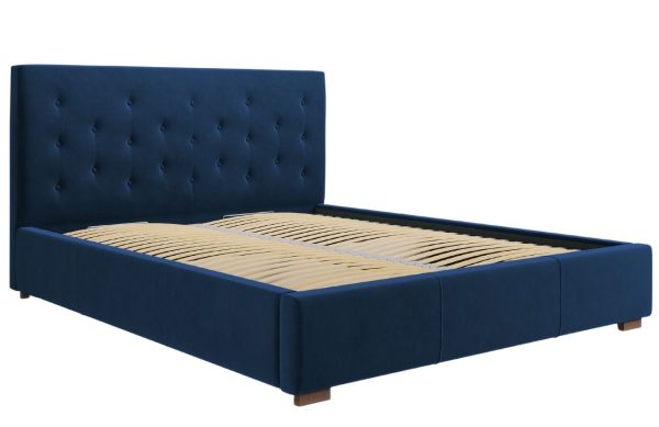 Královsky modrá sametová postel MICADONI SERI 180 x 200 cm  - Šířka198 cm- Hloubka 223 cm