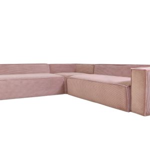 Růžová manšestrová rohová pohovka Kave Home Blok 320 cm