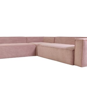 Růžová manšestrová rohová pohovka Kave Home Blok 290 cm