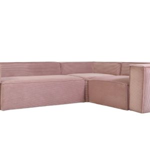Růžová manšestrová rohová pohovka Kave Home Blok 290 cm