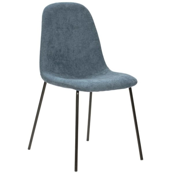 Modrá látková jídelní židle Marckeric Renne  - Výška85 cm- Šířka 45 cm