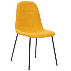 Žlutá látková jídelní židle Marckeric Renne  - Výška85 cm- Šířka 45 cm