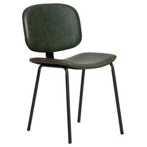 Tmavě zelená koženková jídelní židle Marckeric Mali  - Výška79 cm- Šířka 45 cm