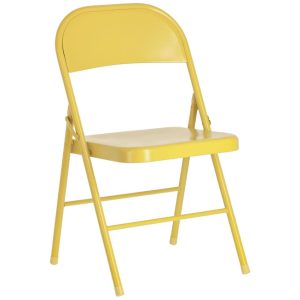 Hořčicově žlutá kovová skládací jídelní židle Kave Home Aidana  - Výška78 cm- Šířka 45