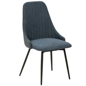 Tmavě modrá látková jídelní židle Marckeric Elma  - Výška90 cm- Šířka 50 cm