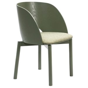 Zelená jasanová jídelní židle Teulat Dam  - Výška78 cm- Šířka 50 cm