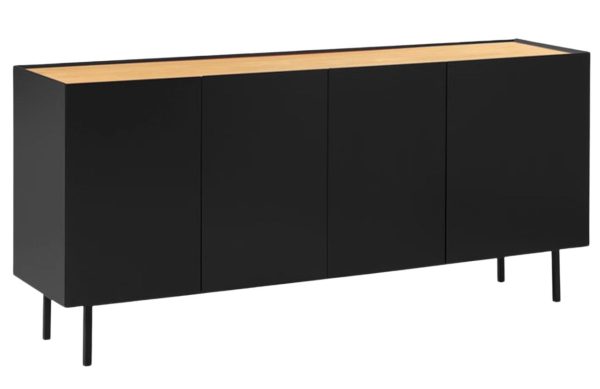 Černá dubová komoda Teulat Arista 165 x 40 cm  - Šířka165 cm- Hloubka 40 cm
