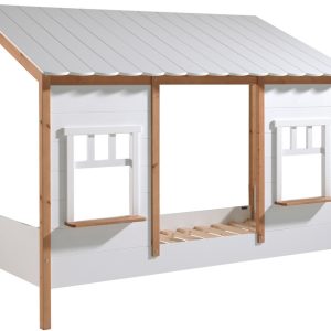 Bílá dřevěná dětská postel Vipack Housebed 90 x 200 cm  - Výška174 cm- Šířka 214