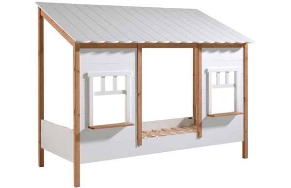 Bílá dřevěná dětská postel Vipack Housebed 90 x 200 cm  - Výška174 cm- Šířka 214