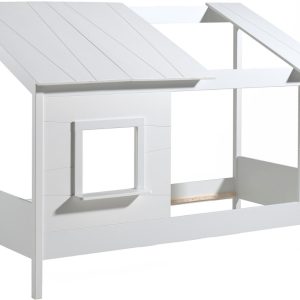 Bílá dřevěná dětská postel Vipack Housebed 90 x 200 cm s otevřenou střechou  - Výška159