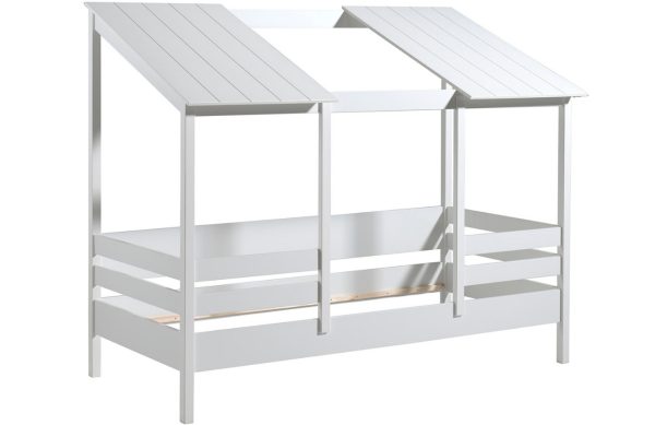 Bílá dřevěná dětská postel Vipack Housebed 90 x 200 cm s otevřenou střechou II.  - Výška173