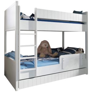 Bílá dřevěná dětská patrová postel Vipack Robin 90 x 200 cm  - Šířka210 cm- Hloubka 96 cm