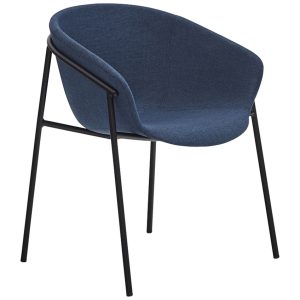 Tmavě modrá látková jídelní židle Teulat Hug  - Výška79 cm- Šířka 66 cm