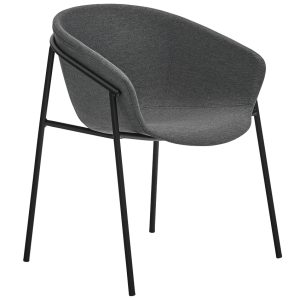 Tmavě šedá látková jídelní židle Teulat Hug  - Výška79 cm- Šířka 66 cm