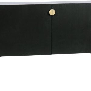 Hoorns Černá borovicová komoda Morton 116 x 35 cm  - Výška76 cm- Šířka 116 cm
