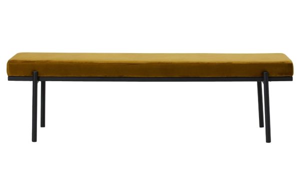 House Doctor Hořčicově žlutá sametová jídelní lavice Lao 160 cm  - Výška45 cm- Šířka 160 cm