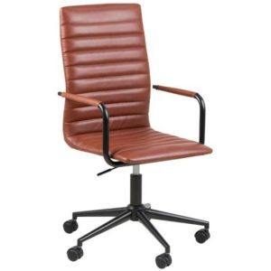 Scandi Hnědá koženková kancelářská židle Aqua  - Výška103 cm- Šířka 58 cm