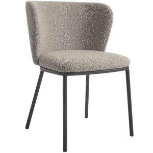 Světle šedá látková jídelní židle Kave Home Ciselia  - Výška75 cm- Šířka 55 cm