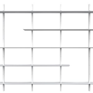 Bílý dřevěný nástěnný regál Tenzo Bridge 190 x 224 cm  - Výška190 cm- Šířka 224 cm