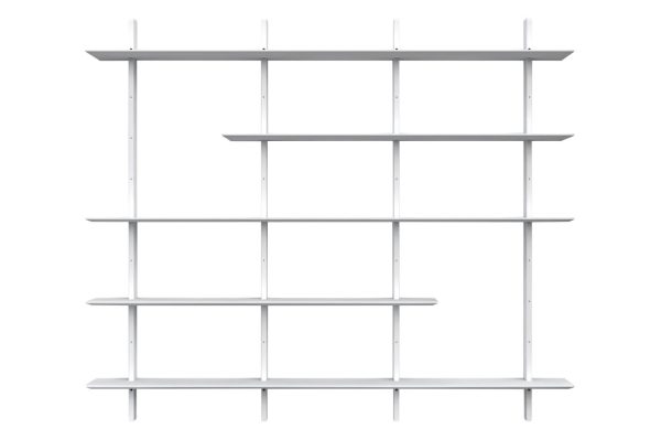 Bílý dřevěný nástěnný regál Tenzo Bridge 190 x 224 cm  - Výška190 cm- Šířka 224 cm