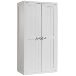 Bílá dřevěná skříň Vipack Lewis 200 x 100 cm  - Výška200 cm- Šířka 100 cm