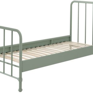 Matně zelená kovová postel Vipack Bronxx 90 x 200 cm  - Výška110 cm- Šířka 205