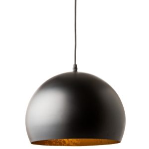 Moebel Living Matně černo zlaté kovové závěsné světlo Dome 30 cm  - Výška21 cm- Průměr 30 cm