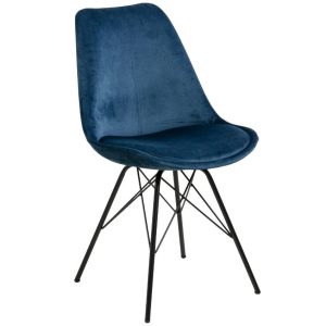 Scandi Modrá sametová jídelní židle Erisa  - Výška85
