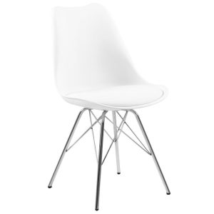 Scandi Bílá plastová jídelní židle Erisa s chromovou podnoží  - Výška85