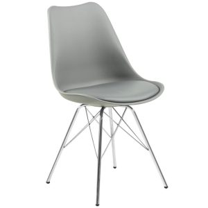 Scandi Šedá plastová jídelní židle Erisa s chromovou podnoží  - Výška85