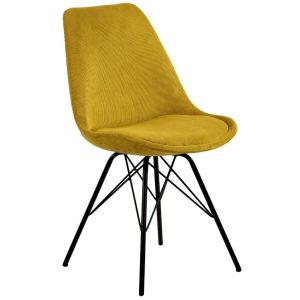 Scandi Žlutá manšestrová jídelní židle Erisa  - Výška85