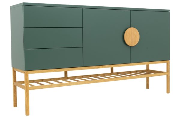 Matně zelená lakovaná komoda Tenzo Scoop 176 x 43 cm  - Výška100 cm- Šířka 176 cm