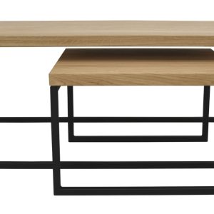 Take Me Home Set dvou dubových konferenčních stolků Doblo 53 x 53/100 x 60 cm s černou podnoží  - Šířka53/100 cm- Hloubka 53/60 cm