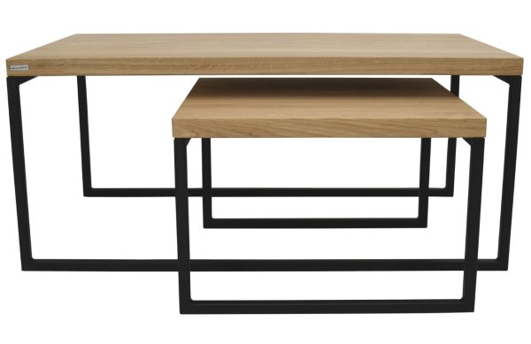 Take Me Home Set dvou dubových konferenčních stolků Doblo 53 x 53/100 x 60 cm s černou podnoží  - Šířka53/100 cm- Hloubka 53/60 cm