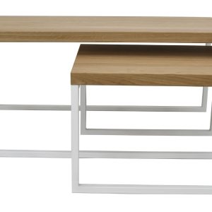Take Me Home Set dvou dubových konferenčních stolků Doblo 53 x 53/100 x 60 cm s bílou podnoží  - Šířka53/100 cm- Hloubka 53/60 cm