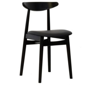 Take Me Home Černá buková jídelní židle Canva s černým koženkovým sedákem  - Výška80 cm- Šířka 43 cm