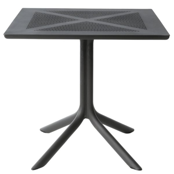 Nardi Antracitově šedý plastový zahradní stůl Clip 80 x 80 cm  - Výška74 cm- Šířka 80 cm