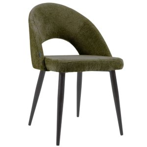 Zelená žinylková jídelní židle Kave Home Mael  - Výška82 cm- Šířka 46 cm