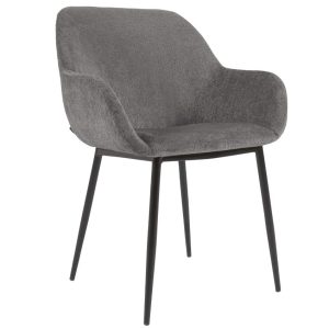 Tmavě šedá látková jídelní židle Kave Home Konna II.  - Výška83 cm- Šířka 59 cm