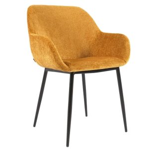 Hořčicově žlutá látková jídelní židle Kave Home Konna II.  - Výška83 cm- Šířka 59 cm