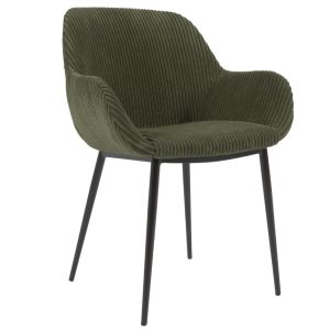 Tmavě zelená manšestrová jídelní židle Kave Home Konna  - Výška83 cm- Šířka 59 cm