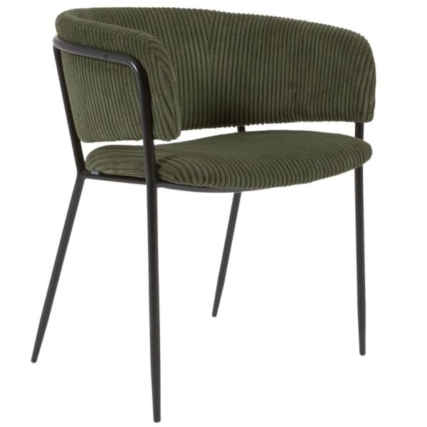 Zelená manšestrová jídelní židle Kave Home Runnie  - Výška73 cm- Šířka 58 cm