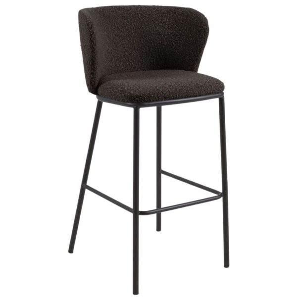 Černá látková barová židle Kave Home Ciselia 75 cm  - Výška102 cm- Šířka 54 cm